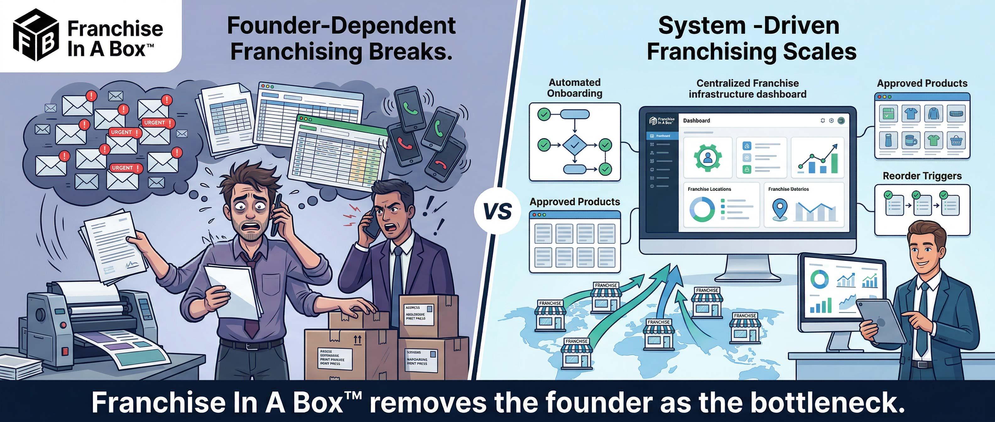 Founder‑dependent franchising compared to system‑driven franchise infrastructure
