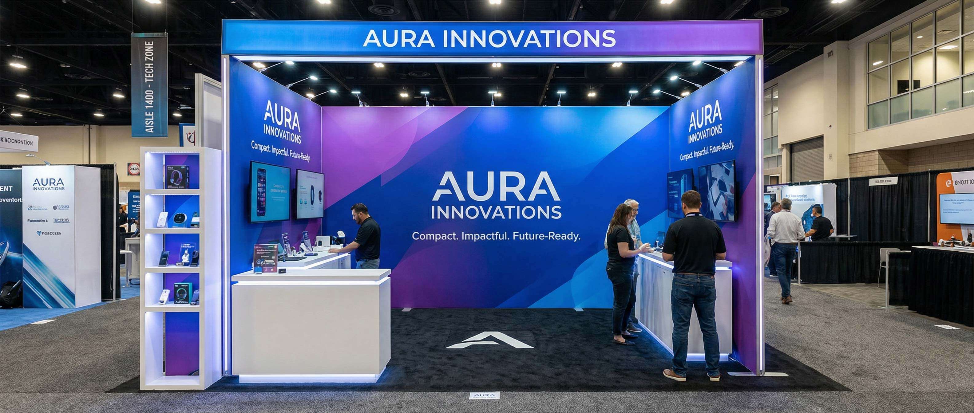 10x10 trade show booth with bold backdrop open layout and optimized signage 2026 trade show booth design trends how to make your trade show booth stand out how can I make my trade show booth more interactive how to build a trade show booth how to have a successful trade show booth 10x10 trade show booth blockchain convention center trade show booth step and repeat NYC what is a step and repeat step and repeat banner