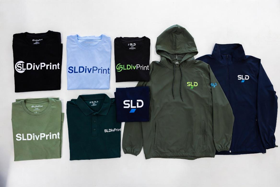 Branded Apparel Collection SLDivPrint | SL Diversified Printing custom apparel branding services group of branded t shirts hoodies jackets apparel branding services custom screen printing apparel DTG apparel printing embroidery apparel services dye sublimation apparel rush apparel branding branded promotional apparel corporate apparel branding event apparel printing custom t shirt branding