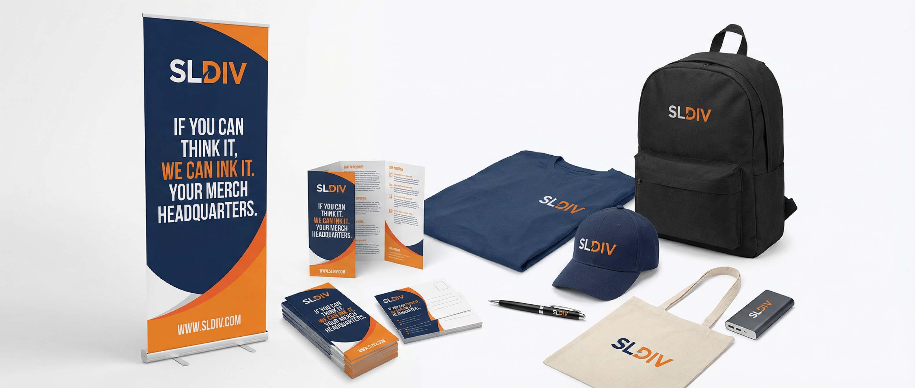 Custom Rush Printing Multi Product Bundle | SL Diversified Printing Branded collection of banners brochures and apparel for a rush campaign