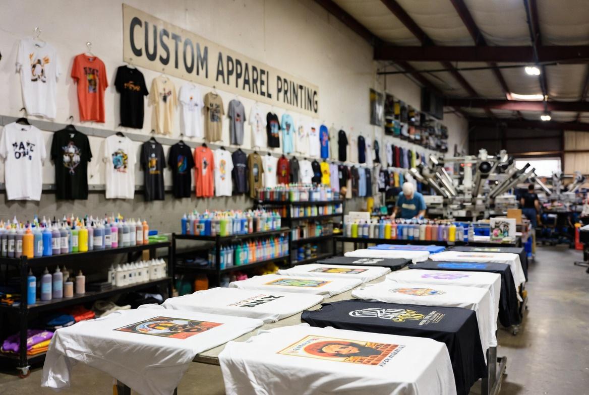 Custom apparel printing rush printing for screen printing on t shirts in sl diversified printing services in warehouse shop