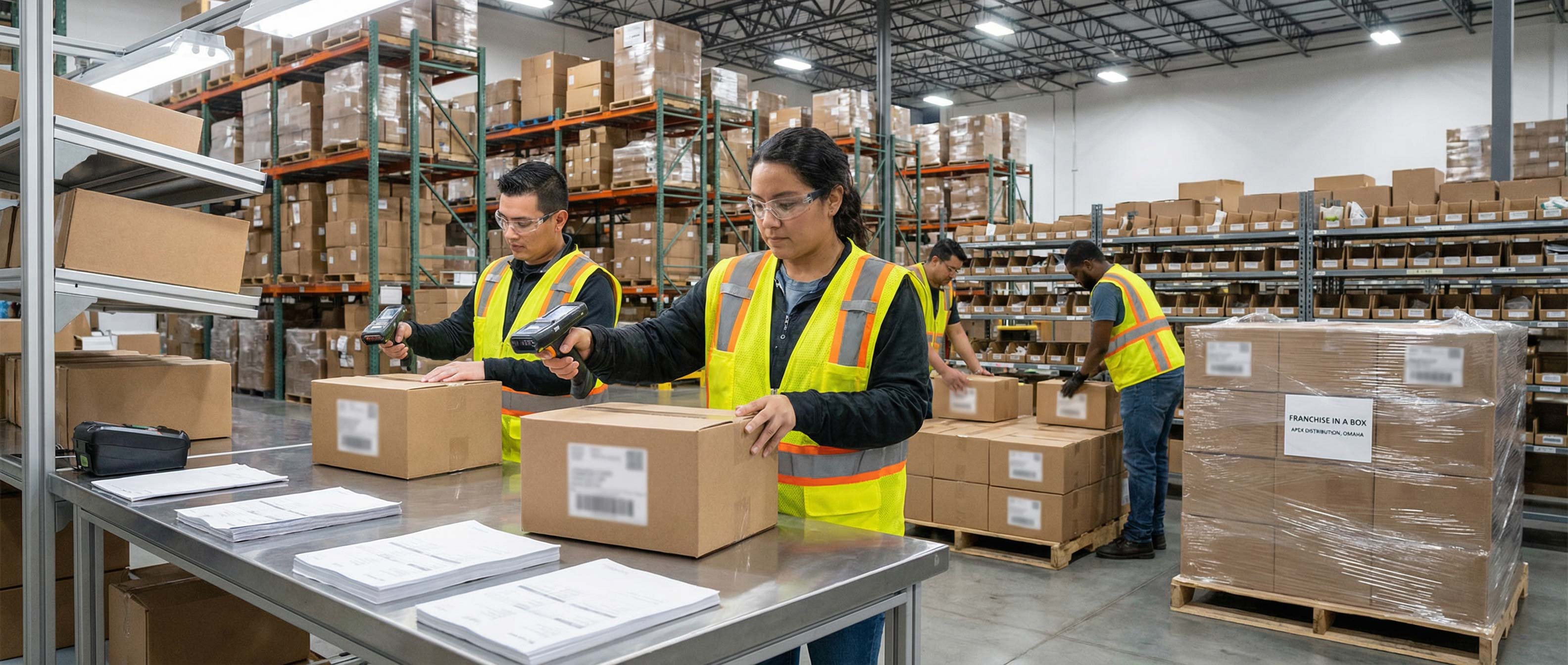 Franchise Launch Kit Assembly | SL Diversified Printing Franchise launch kits being assembled for multi location rollout