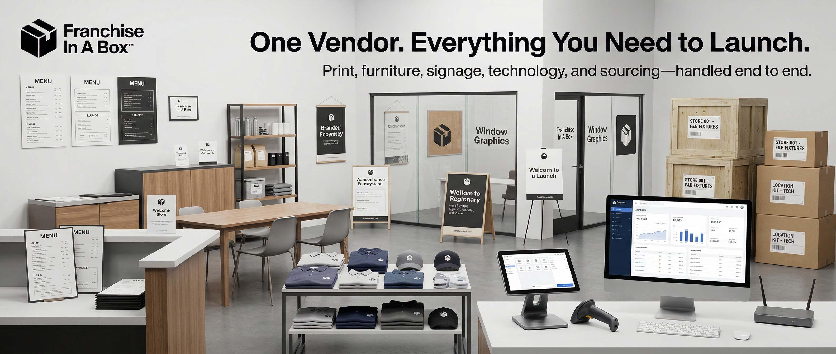 One Vendor Franchise Launch Solution | SL Diversified Printing One vendor franchise launch solution providing print furniture technology and sourcing