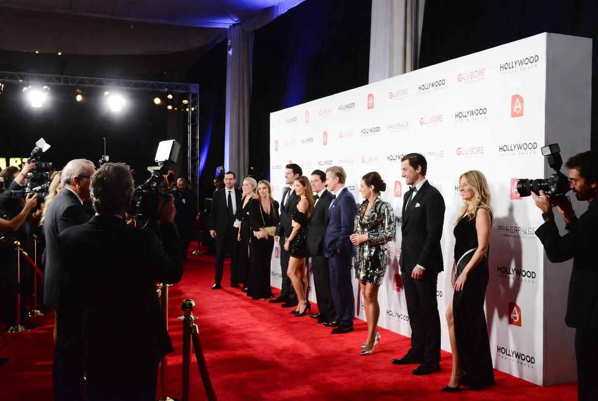 Red Carpet step and repeat banners with celebrities and logos