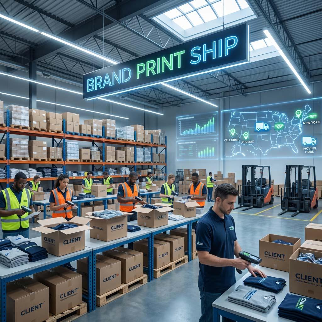 Square image of secure warehousing for order fulfillment with inventory management elements