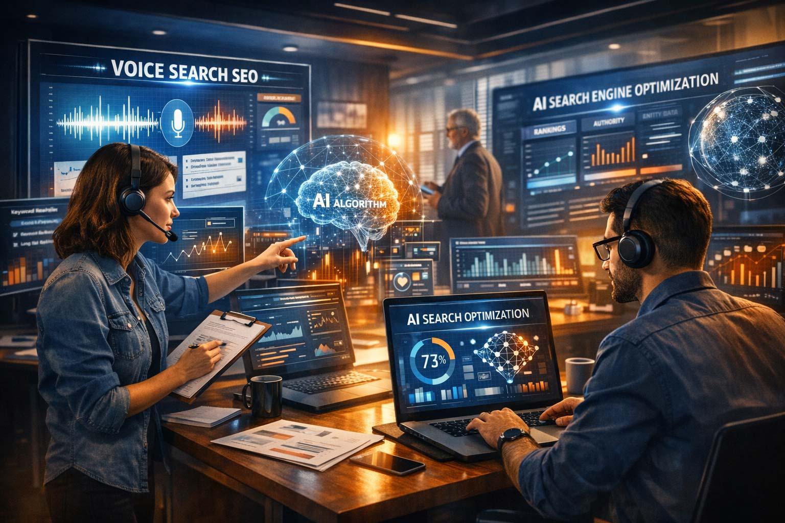 Voice Search AI Search Optimization Agency Command Center SLDivPrint | SL Diversified Printing ai voice search optimization agency team analyzing search engine data and advanced ai algorithms voice Search SEO voice Search OPTIMIZATION voice search local seo search optimization agency seo for voice search search engine optimization agency AI OPTIMIZATION AGENCY how to improve brand visibility in ai search engines what strategies improve brand visibility in ai search engines how ai search optimization tools increase organic traffic