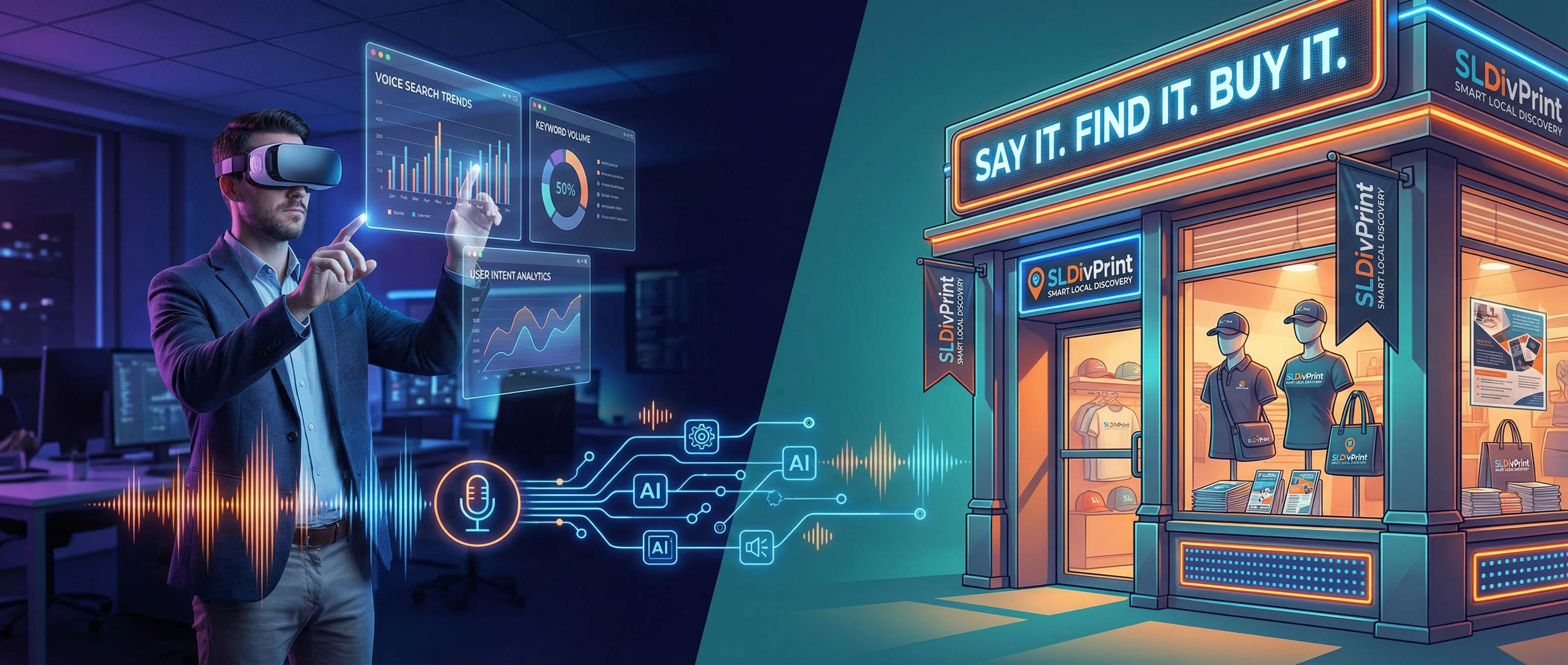 Voice Search Marketing Integration SLDivPrint | SL Diversified Printing Voice Search Marketing Integration SLDivPrint scene with digital marketer and storefront visuals voice Search SEO voice Search OPTIMIZATION voice search local seo search optimization agency seo for voice search search engine optimization agency AI OPTIMIZATION AGENCY how to improve brand visibility in ai search engines what strategies improve brand visibility in ai search engines how ai search optimization tools increase organic traffic