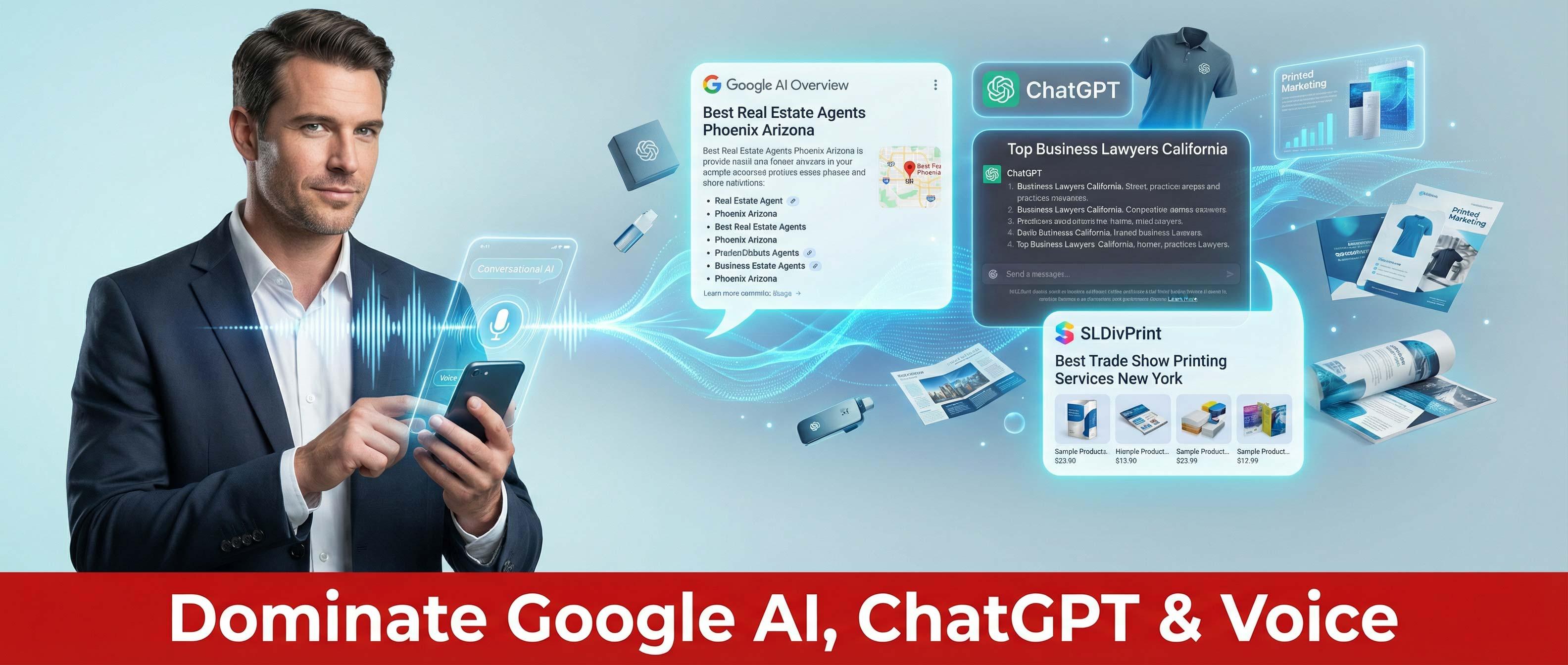 Voice Search Optimization Free Audit SLDivPrint Marketing Voice Search Optimization Services SLDivPrint Dominate Google AI ChatGPT Voice Search Get Your Free Audit Now