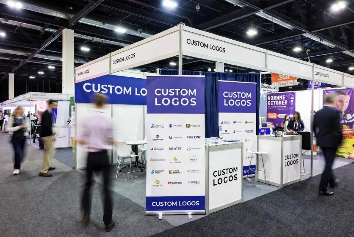 Premium Retractable Banner at Trade Show Booth | SL Diversified Printing retractable banner stand at trade show booth with custom printing and 24 hour rush service